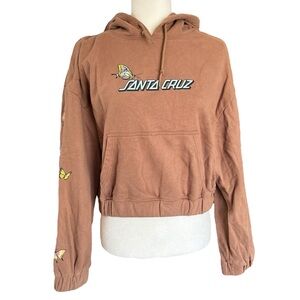Santa Cruz Scattered Butterfly Brown Cropped Hoodie Womens Medium